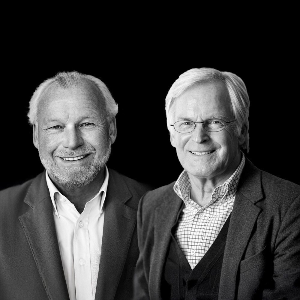 4. Generation Portraitaufnahmen von Paul und Franz-Peter Falke in Schwarz-Weiß