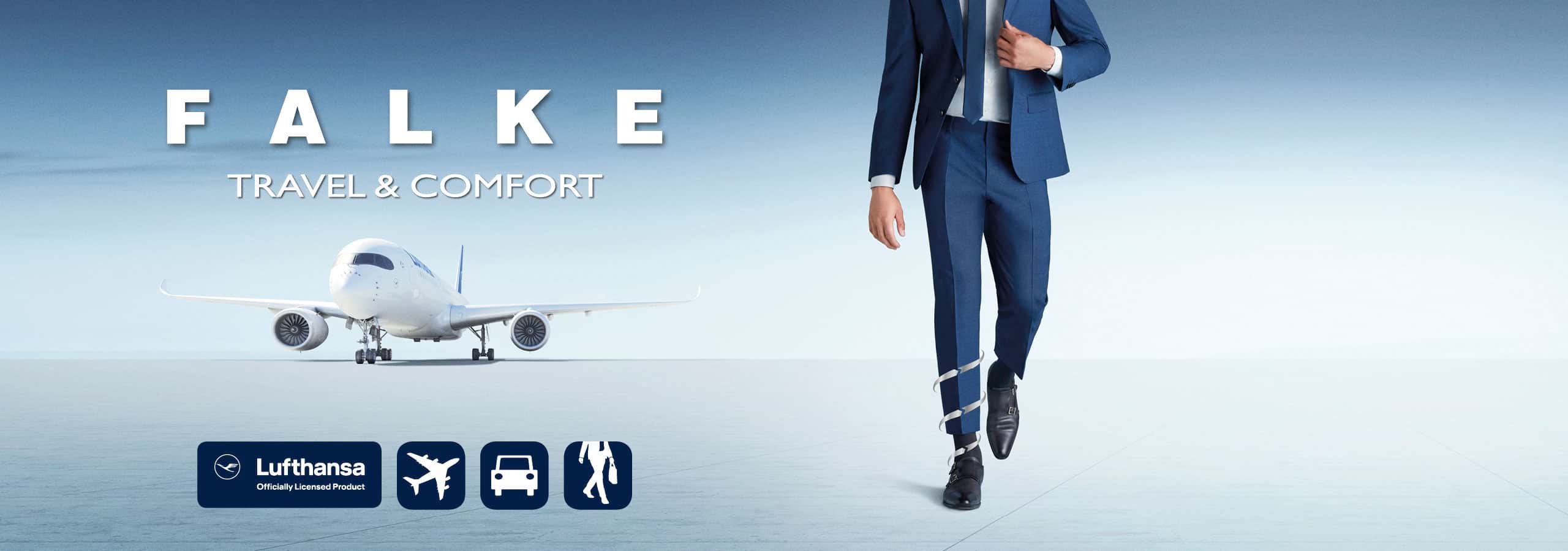 Visita lo Store di FalkeFALKE Lufthansa Travel & Comfort Energizing Wool Calzini Lunghi Compressione Graduata Uomo Neri Blu Grigi Altri Colori Disponibili 1 Paio 